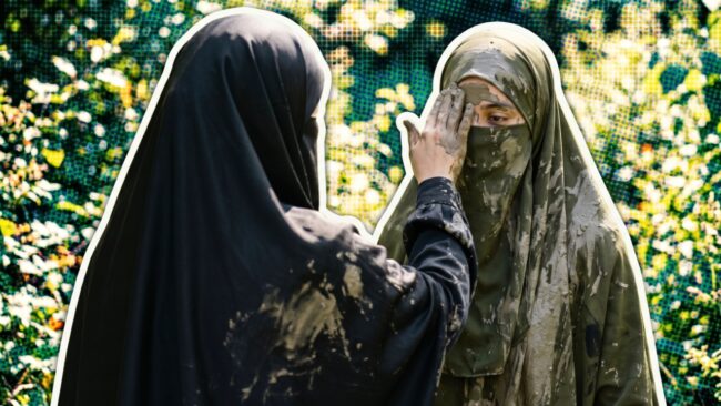 A Muslim woman is given a penalty during her challenge