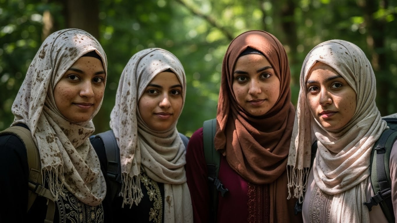 A group of Muslim friends pose for the camera during their fundraising challenge.
