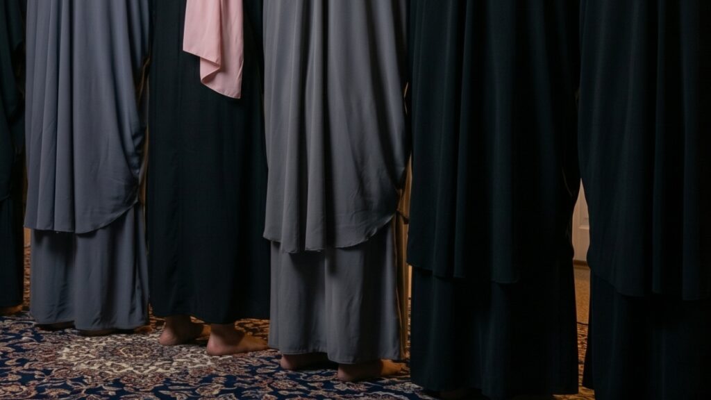 A group of Muslim women pray tahajjud in the depths of the night