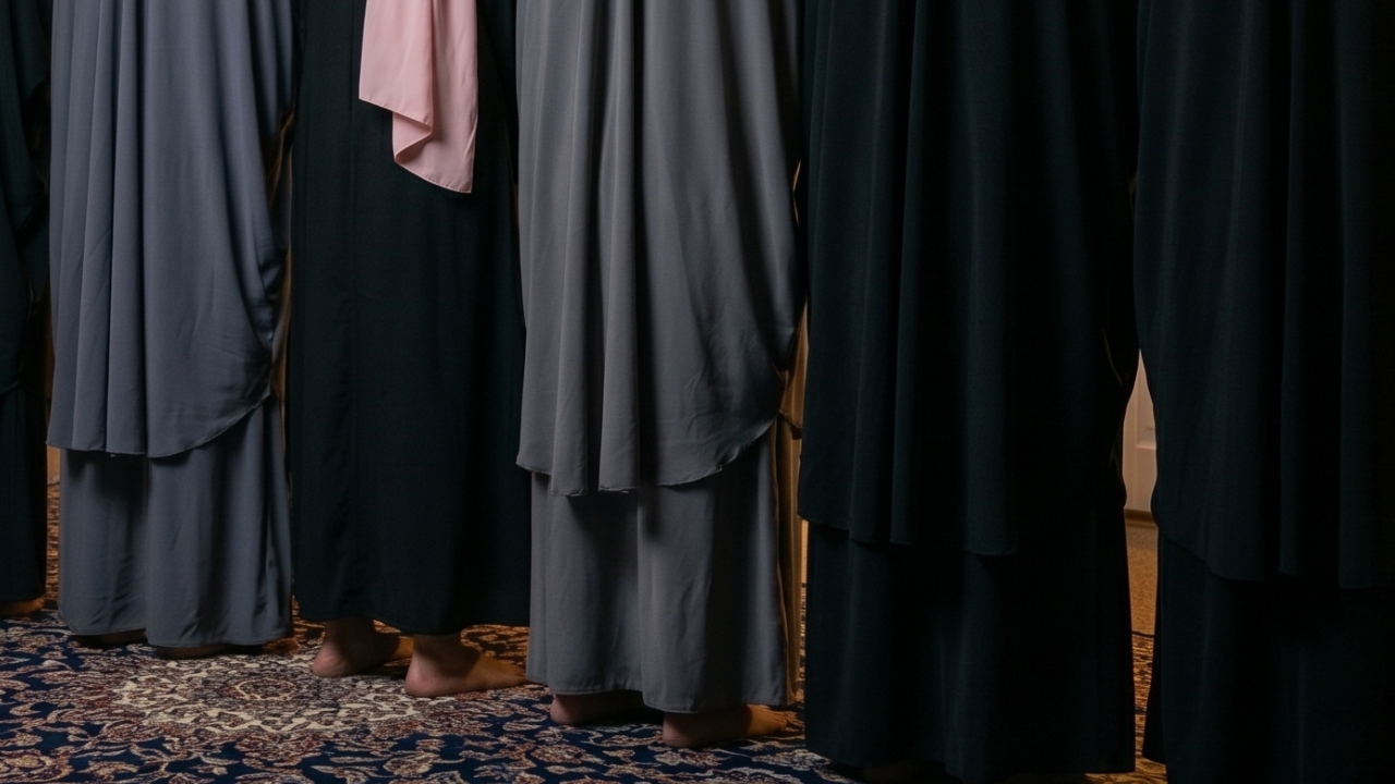 A group of Muslim women pray tahajjud in the depths of the night